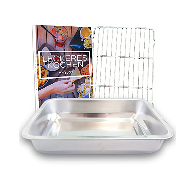 Kitchen Craft acero inoxidable Fuente de horno rectangular con rejilla 37 x 28 x 6,5 cm color plateado 